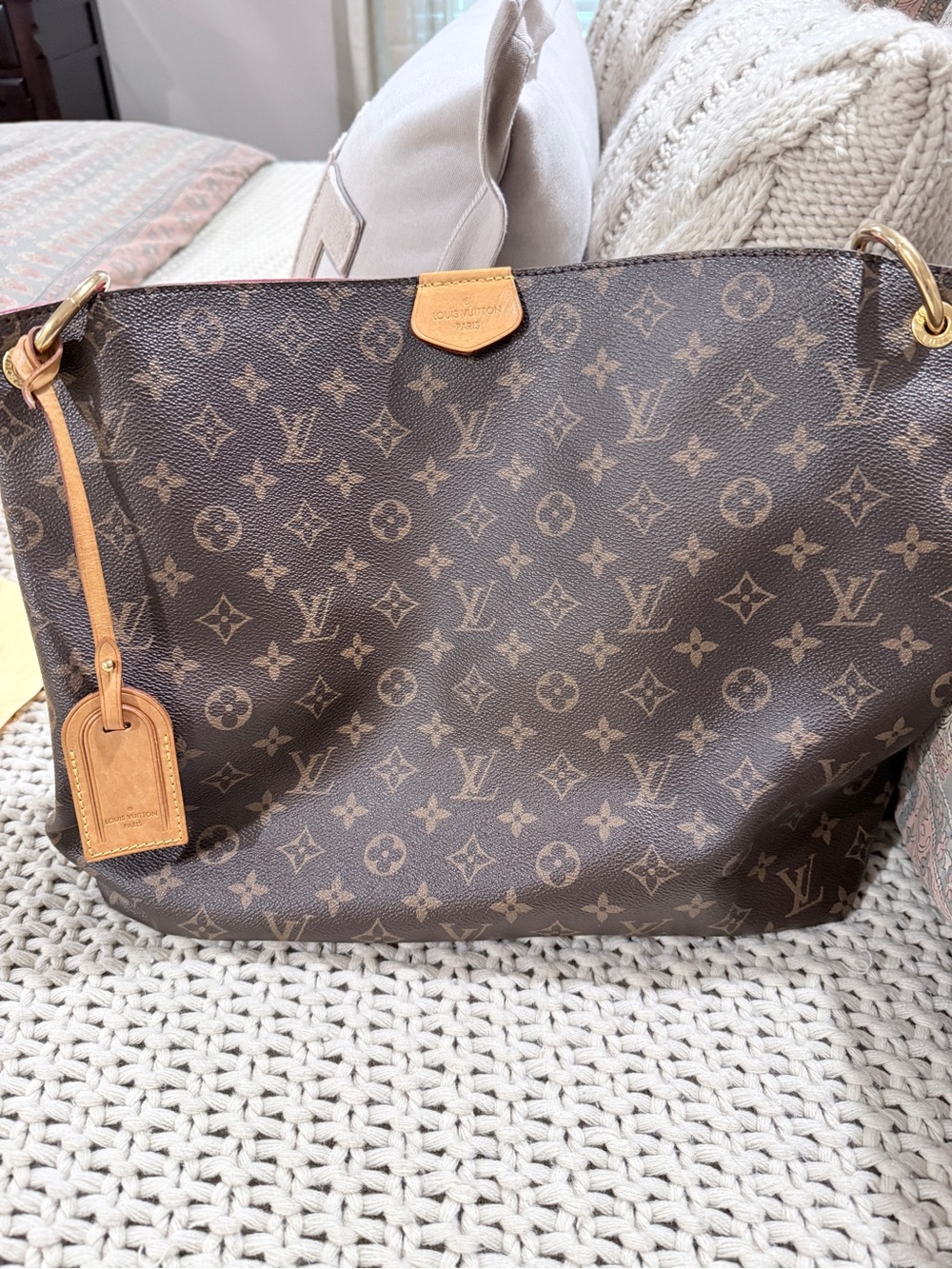 Louis Vuitton Monogram Canvas Tote in Dark Brown with Natural Vachetta Trim